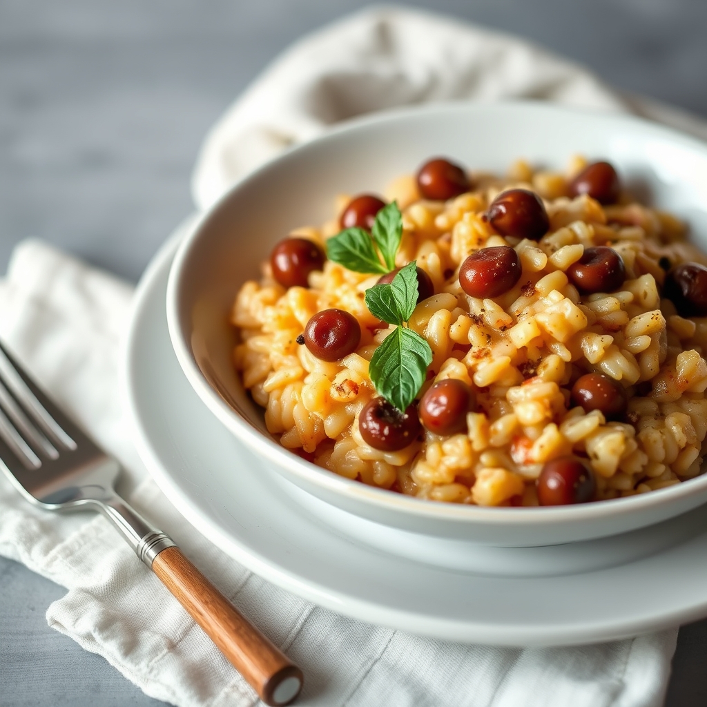 découvrez notre délicieuse recette de risotto au potimarron et marrons, un plat crémeux et gourmand aux saveurs automnal