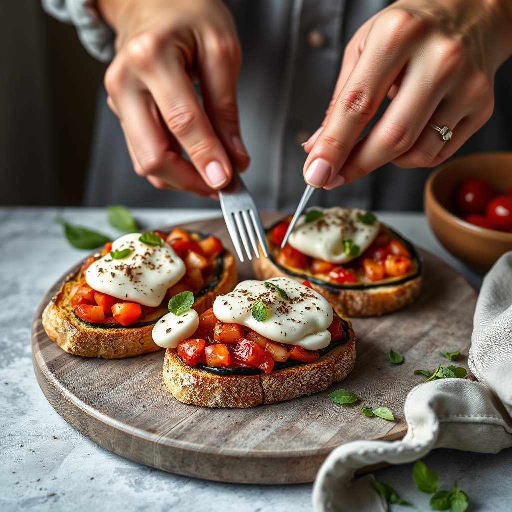 découvrez notre délicieuse recette de bruschetta aux aubergines et mozzarella : un apéritif italien savoureux, facile à 