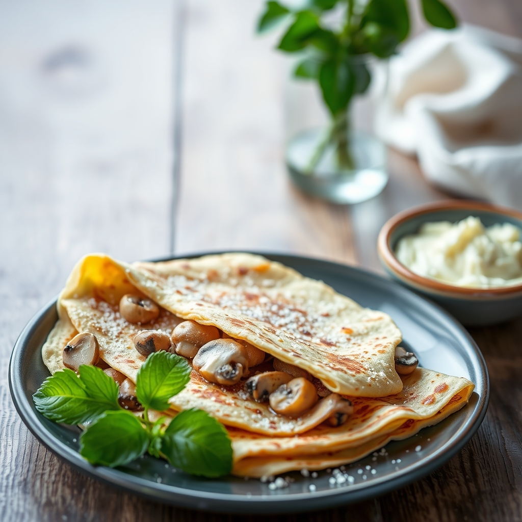 découvrez une recette rapide de crêpes aux champignons et fromage, savoureuse et zéro gaspillage, parfaite pour un repas